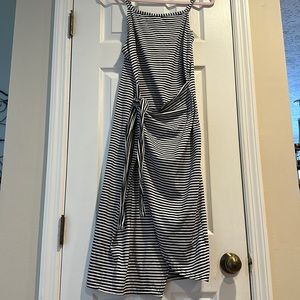 Chic style striped dress with wrap front tie at side